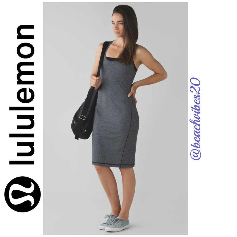 LULULEMON ATHLETICA Go For It Dress Micro Stripe Black White EUC 6 LL-108